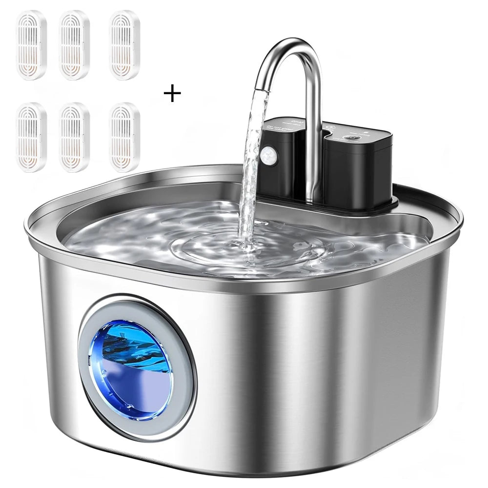 Weomg Stainless Steel Wireless Cat Water Fountain Dispenser