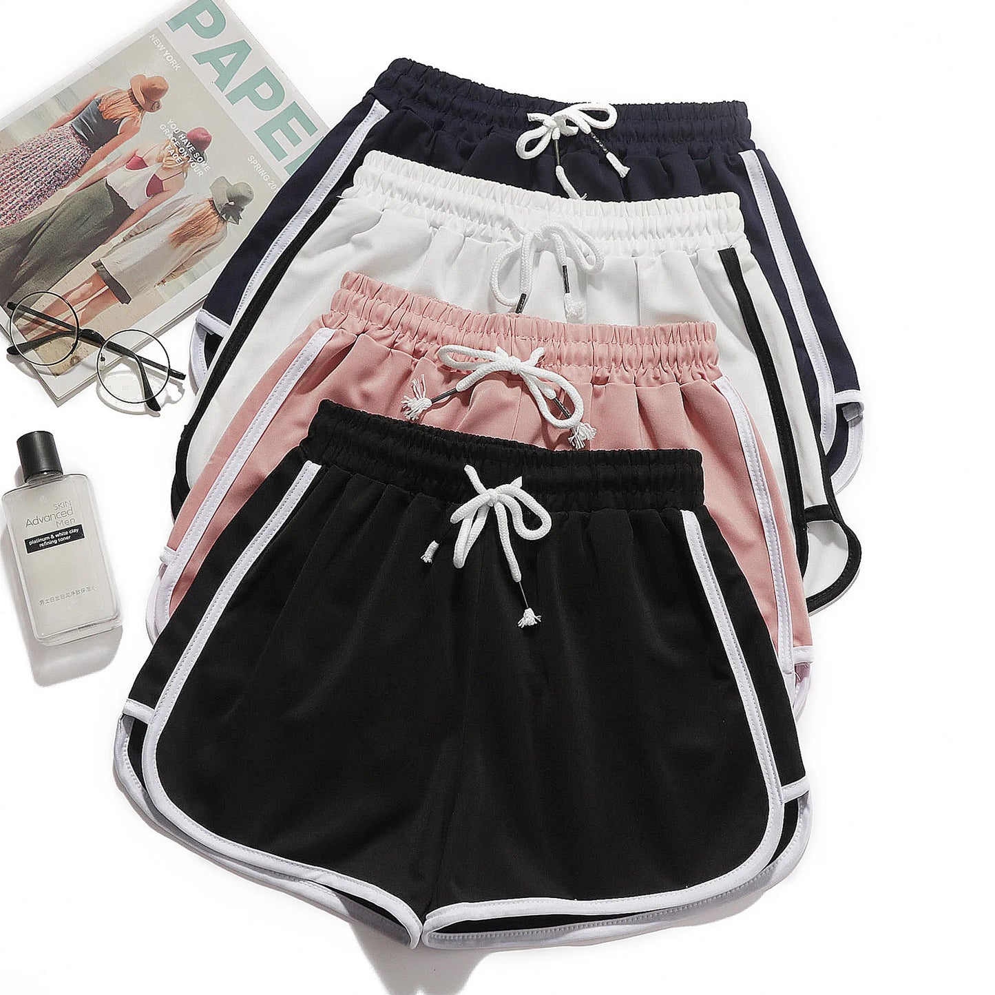 Women Yoga Shorts Breathable Mid Waist Casual Wide Leg