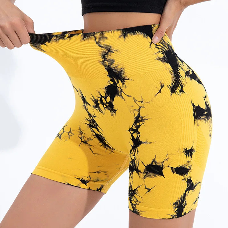 Womens Yoga Shorts Print Gym Running Workout Shorts Athletic Wear