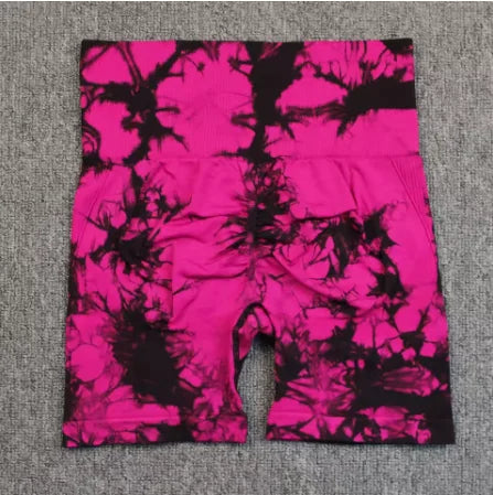 Tie Dye Yoga Shorts for Women High Elastic Gym Fitness
