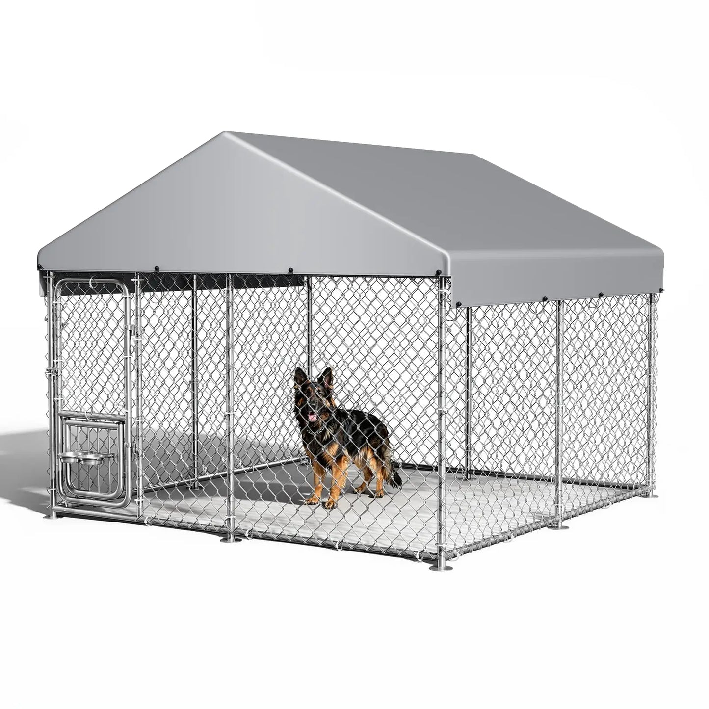 DishyKooker Heavy Duty Outdoor Dog Kennel With Roof Lockable Door