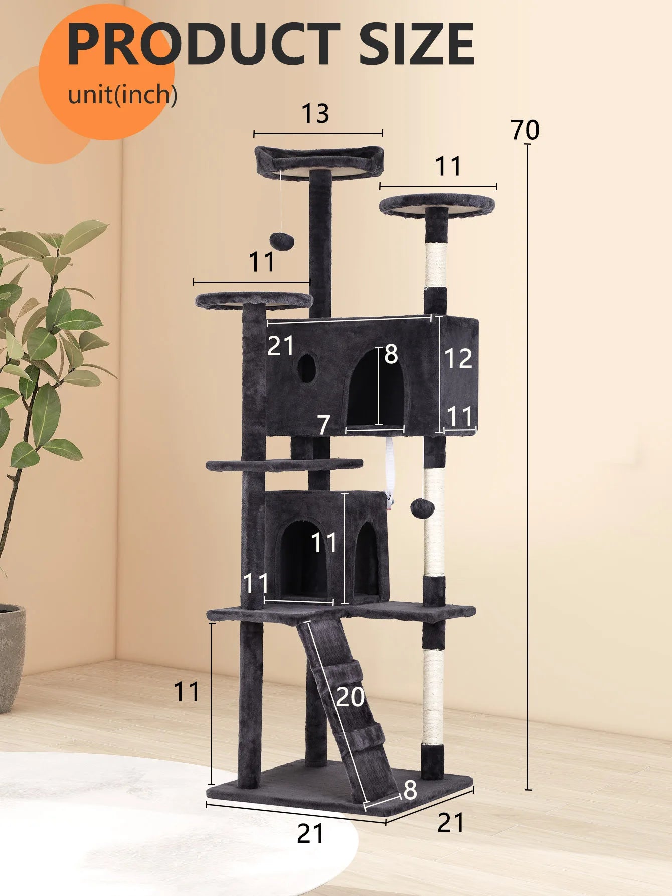 Four Tier Cat Tree Tower With Sisal Scratching Posts