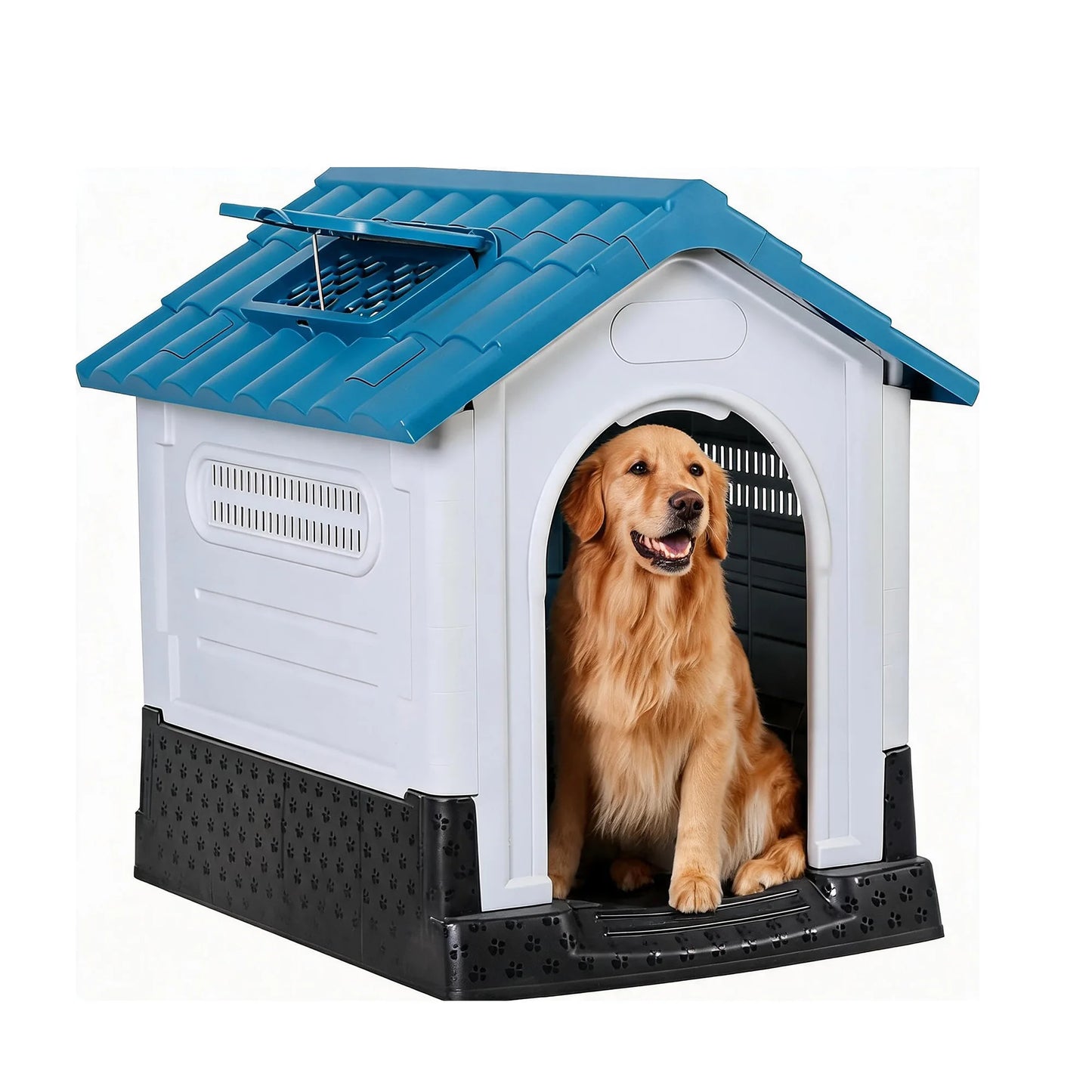 DishyKooker Waterproof Outdoor Dog House With Ventilation Openable Roof