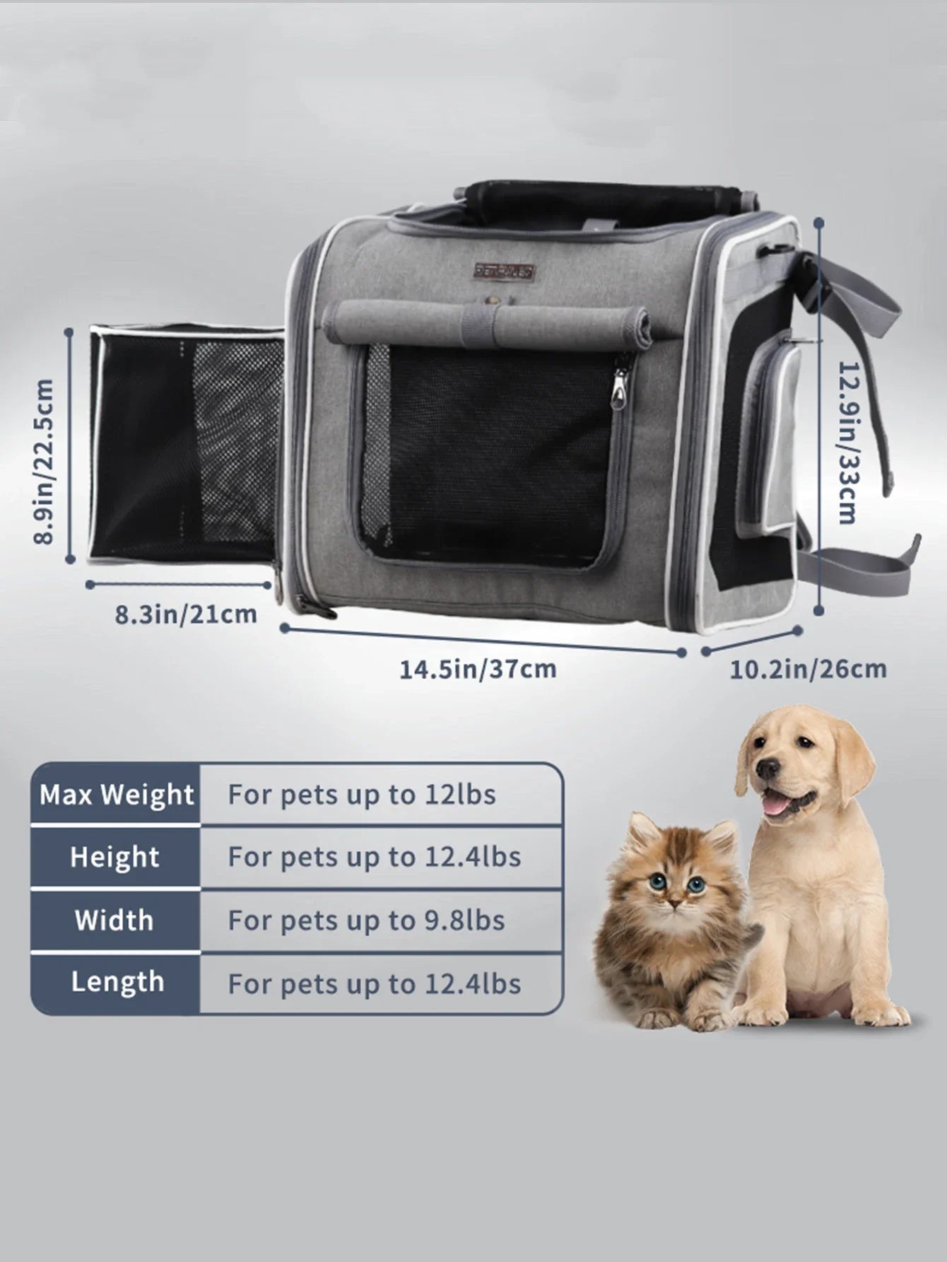 Fuled Dog Cat Bike Basket Carrier Expandable Soft Sided Backpack