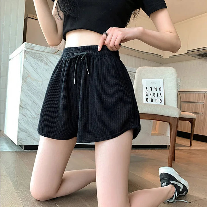 Women Yoga Shorts Breathable Mid Waist Casual Wide Leg