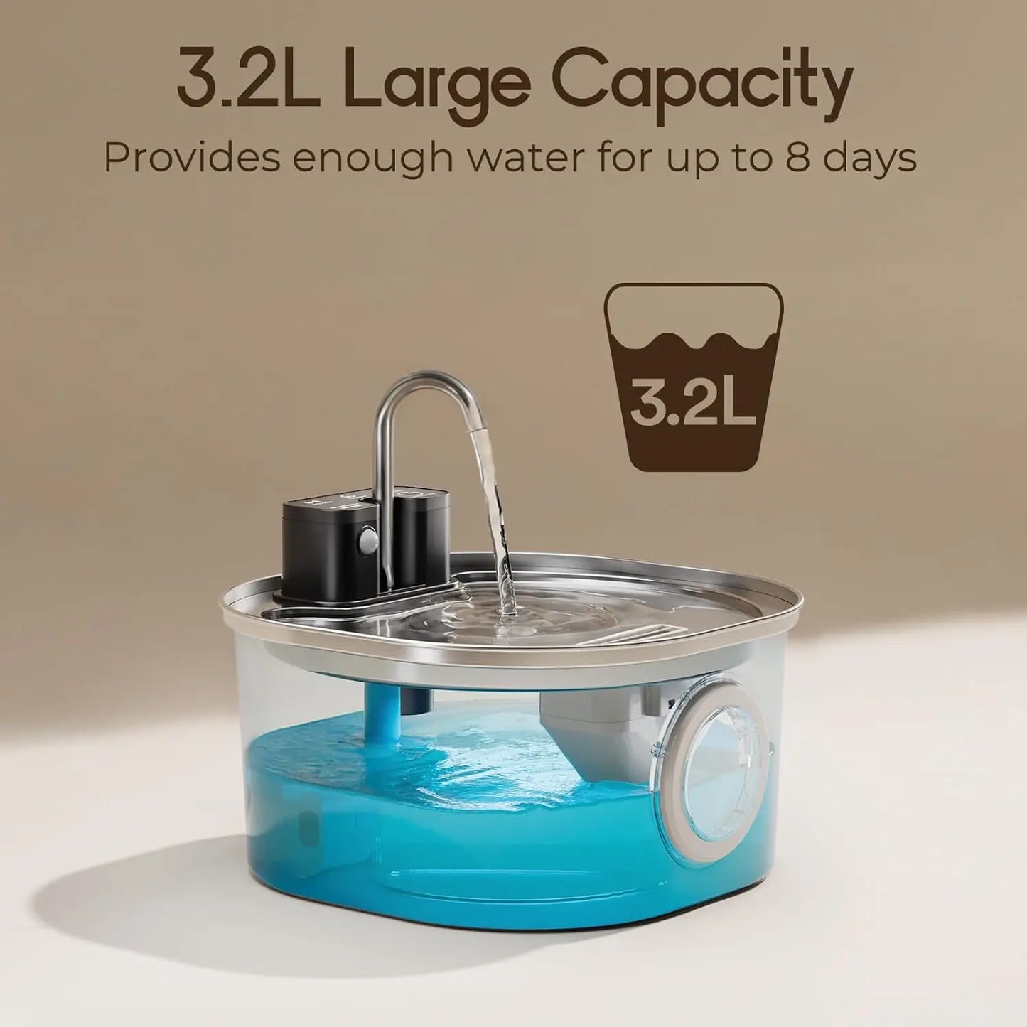Weomg Stainless Steel Wireless Cat Water Fountain Dispenser
