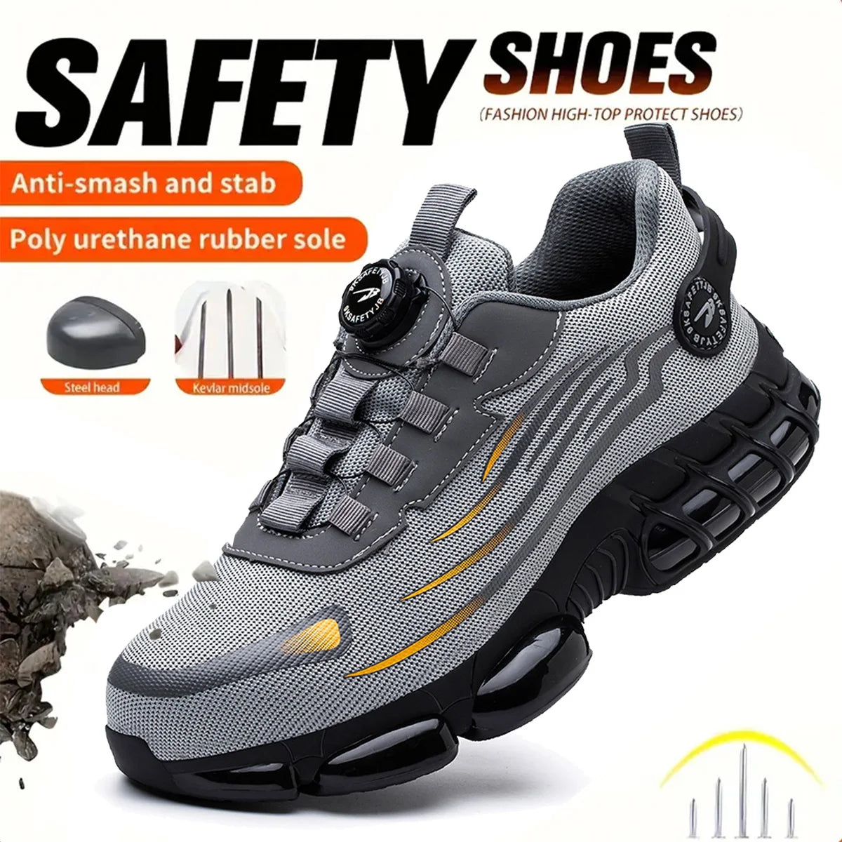 Breathable Lace-Free Soft Sole Anti-Puncture Work Shoes
