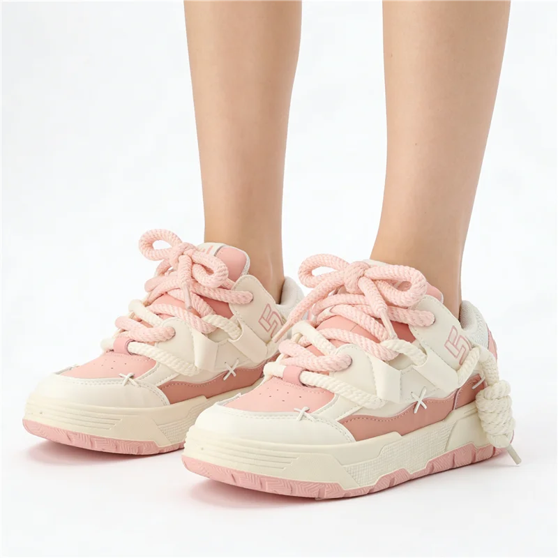 Women Platform Sneakers Chunky Heel Casual Trainers