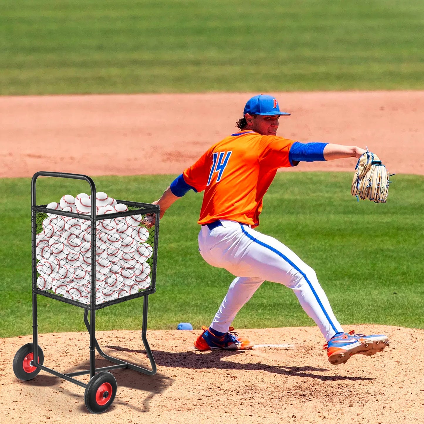 Heavy Duty Rolling Baseball Cart For Softballs And Basketballs