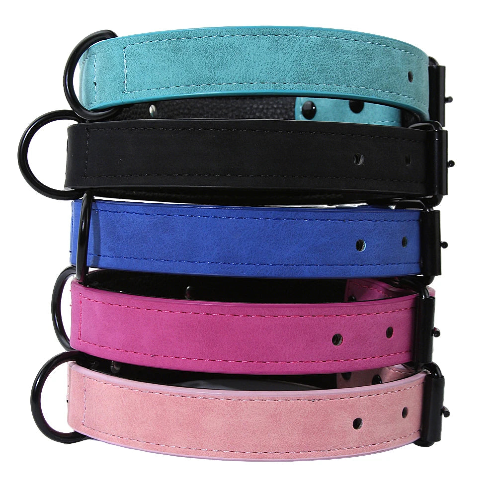 zPetsDating Leather Dog Collar And Leash Set Personalized