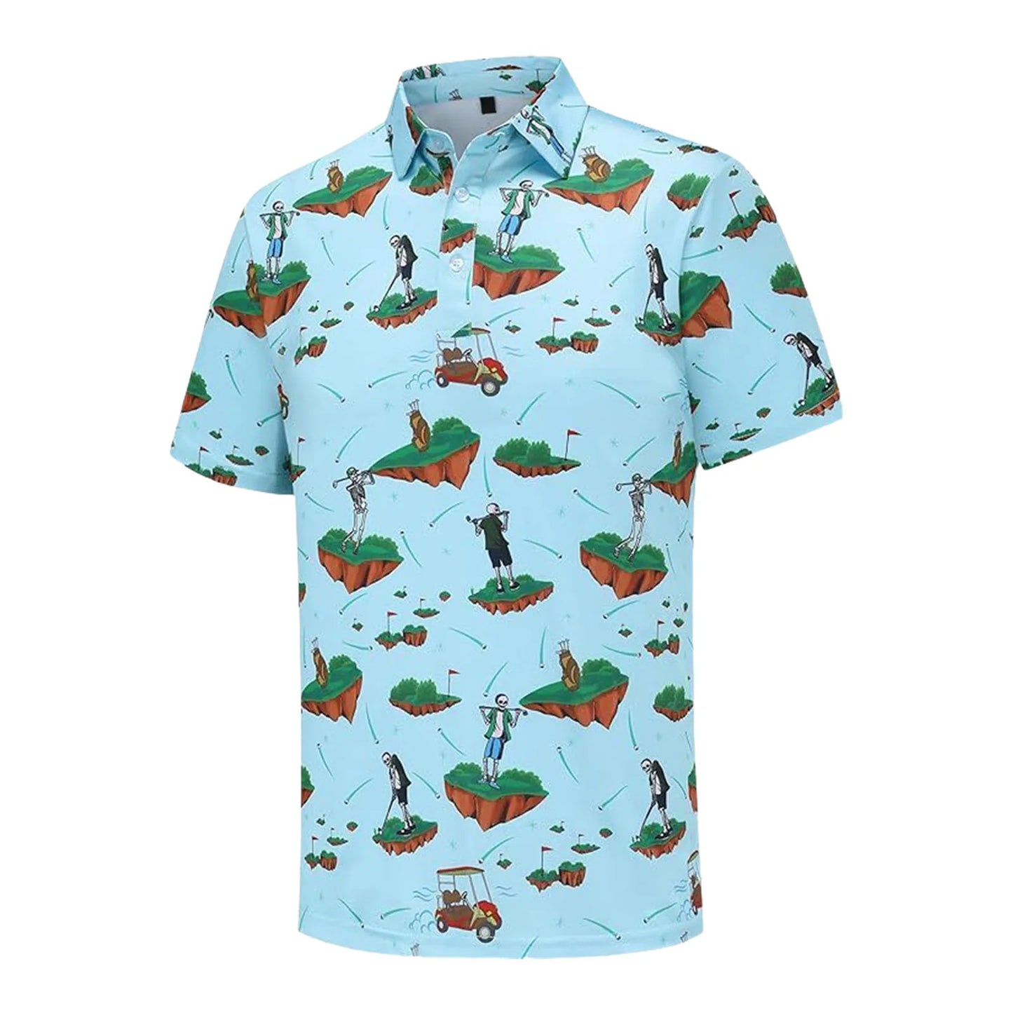 Men's Button-Up T Shirt Beachwear Breathable Quick-Dry Short Sleeve
