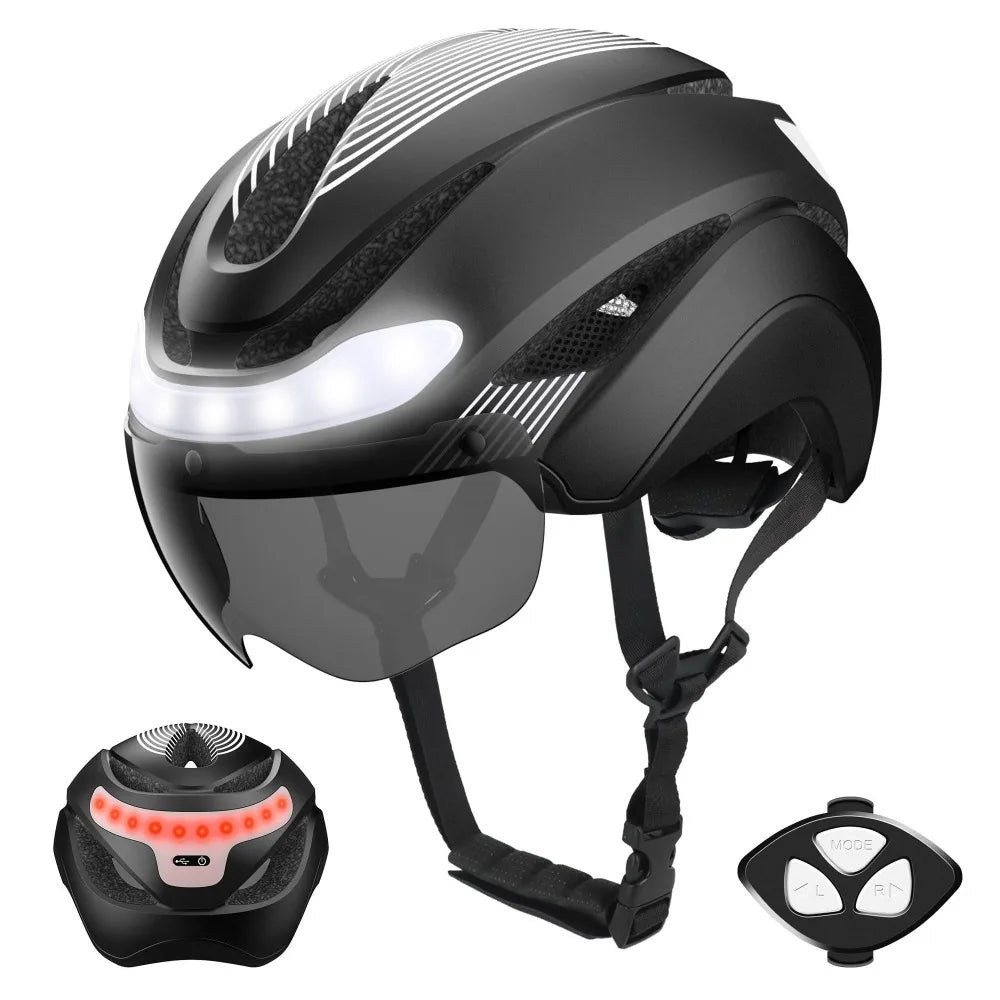 Horntour New Bicycle Helmet Road cycling bicycle helmet with led Men and Women Outdoor Sports Integrally Molded lightweight