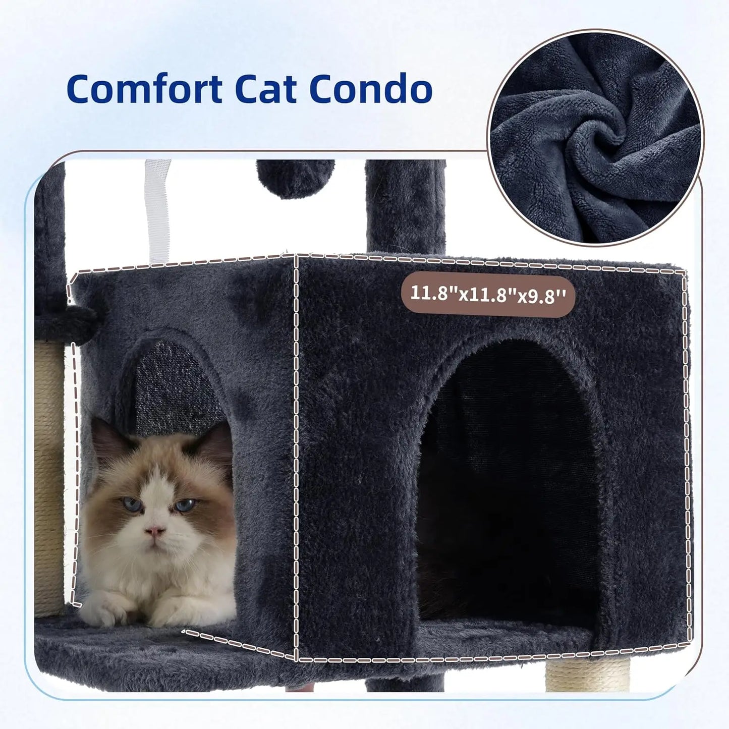 Cat Tree Tower for Indoor Cats With Hammock Condo Scratching Post