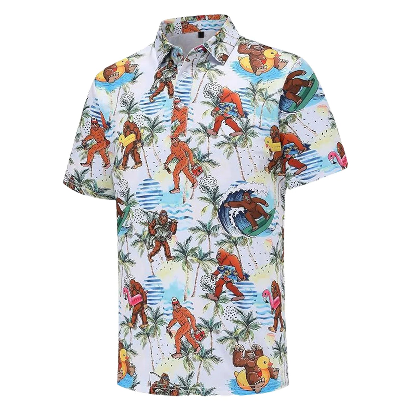 Men's Button-Up T Shirt Beachwear Breathable Quick-Dry Short Sleeve