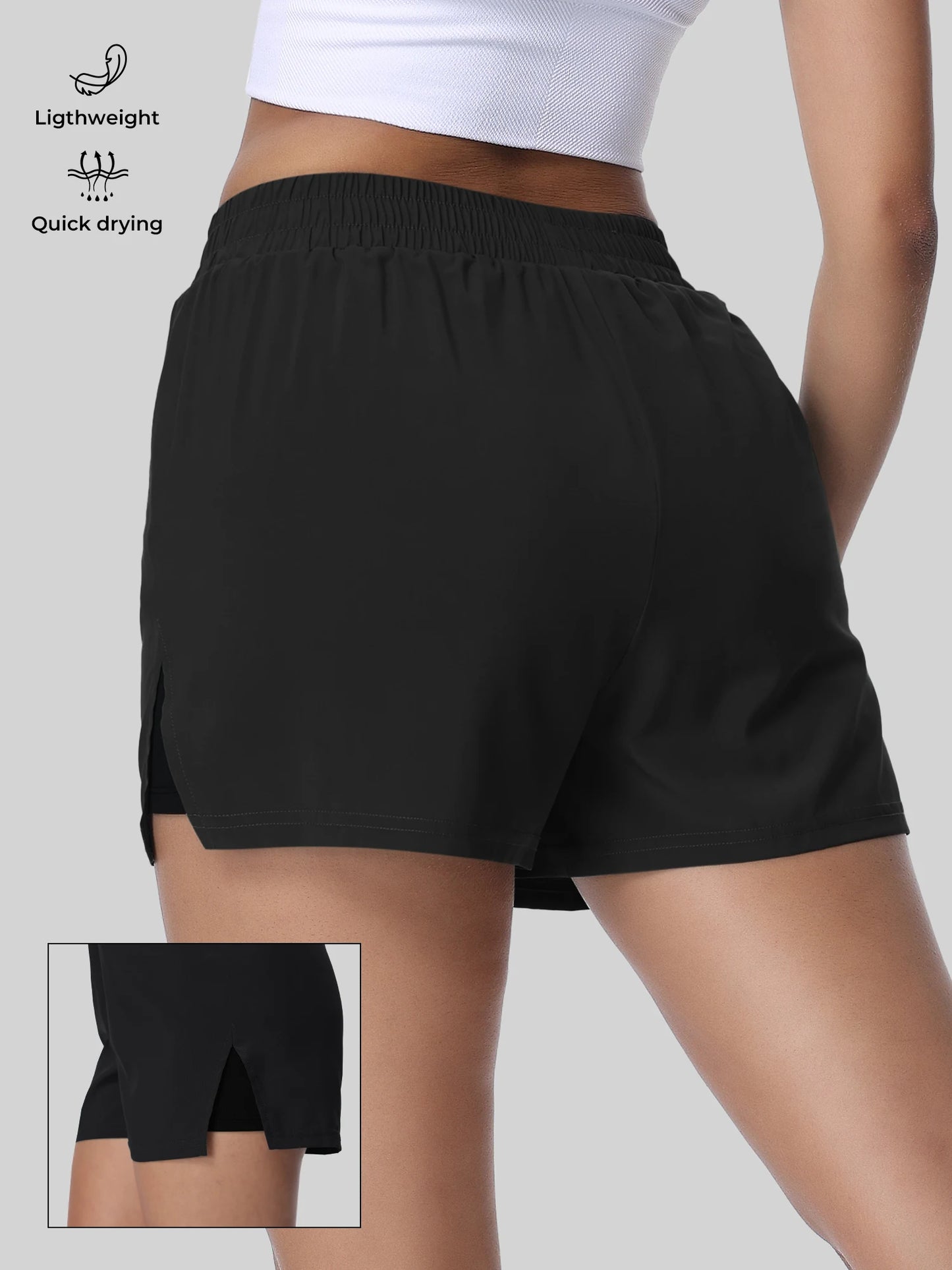 Women's Split Sports Shorts with Liner for Running and Yoga