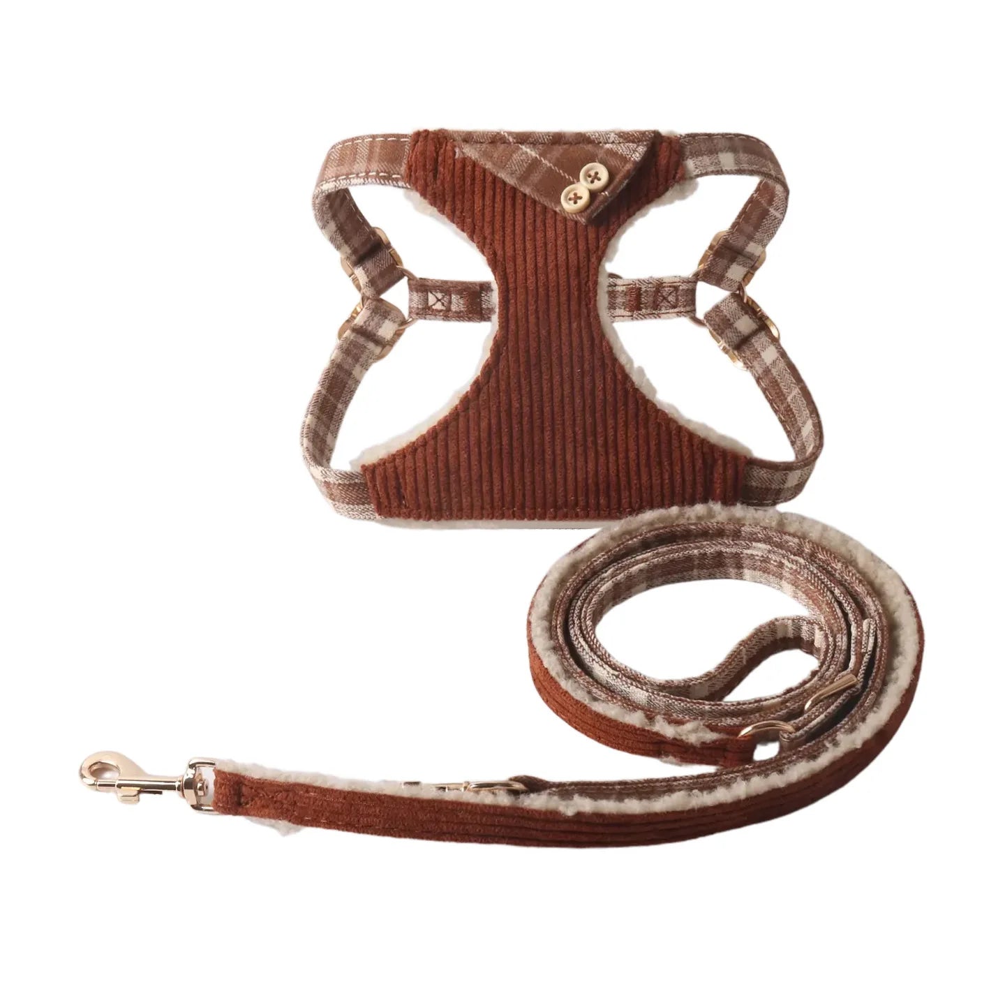 Aminger Corduroy Dog Harness Vest Style Adjustable Leash