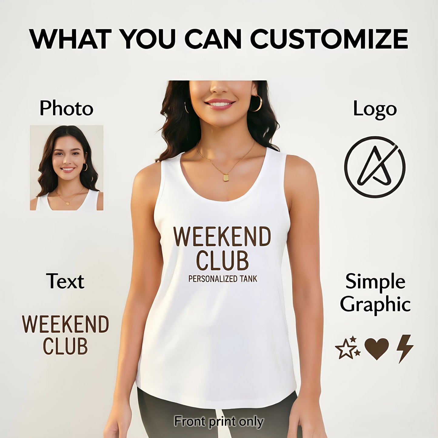 Personalized Womens Tank Top With Custom Photo Logo Text