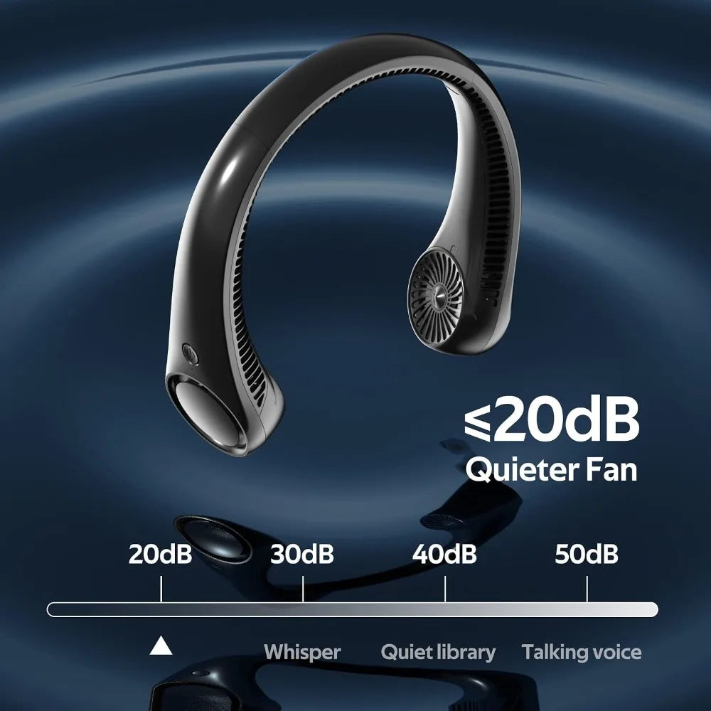 Portable Neck Fan Bladeless 360 Degree Cooling USB Rechargeable 3 Speeds