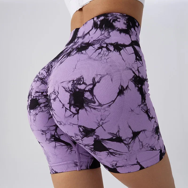 Womens Yoga Shorts Print Gym Running Workout Shorts Athletic Wear