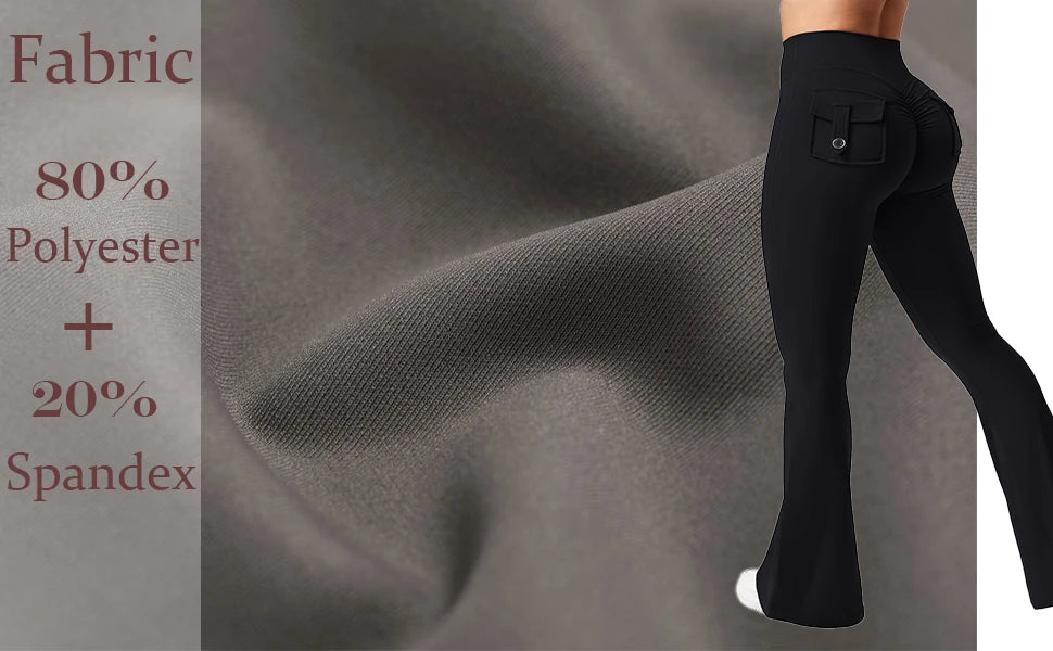 Women's Yoga Flare Trousers High-Waisted Tummy-Control Wide-Leg Pockets