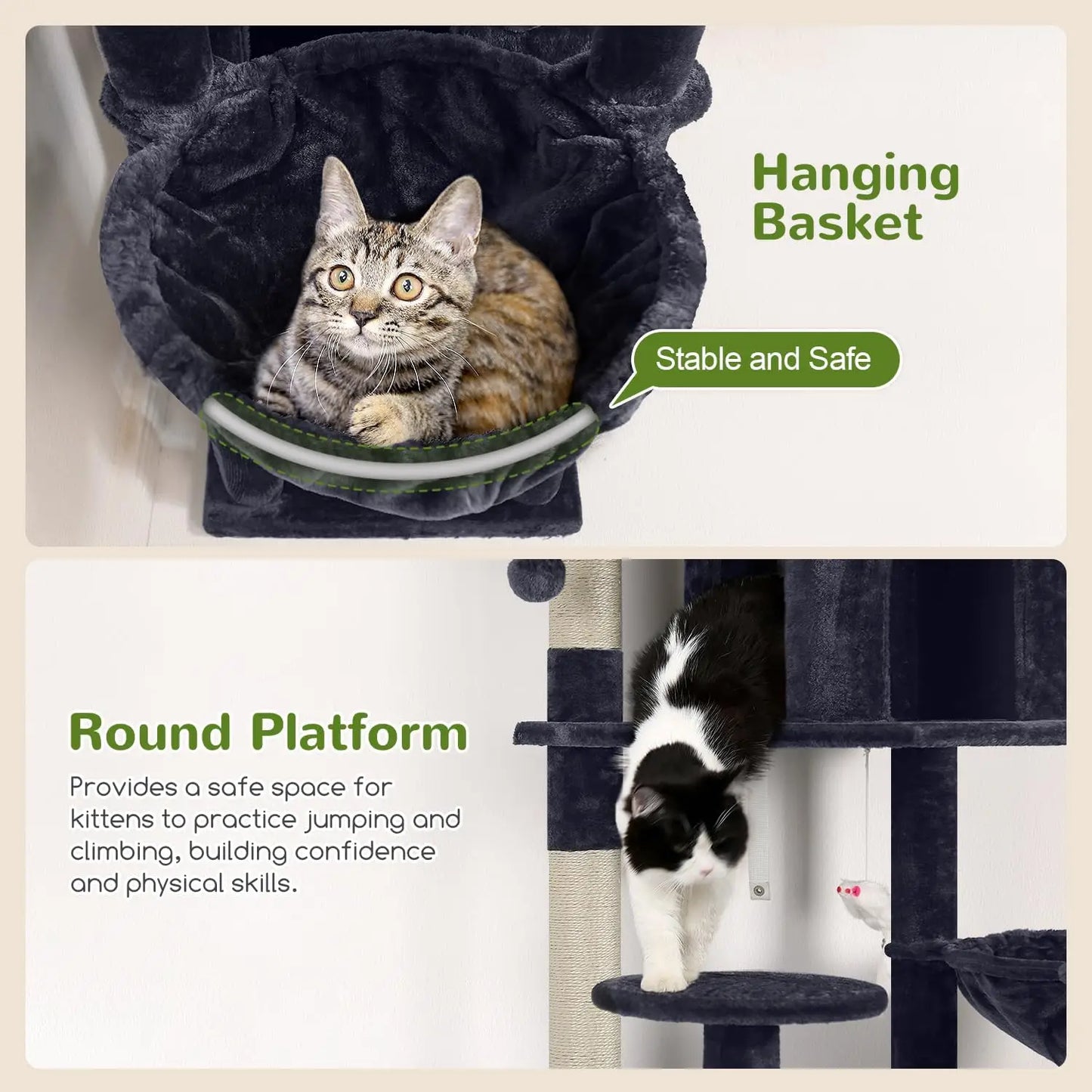 Cat Tree Tower for Multiple Cats With Scratching Posts Condos