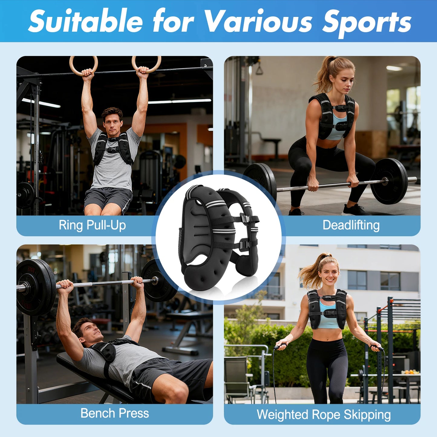 NONECN Weighted Vest For Fitness 6lb 12lb 18lb 22lb
