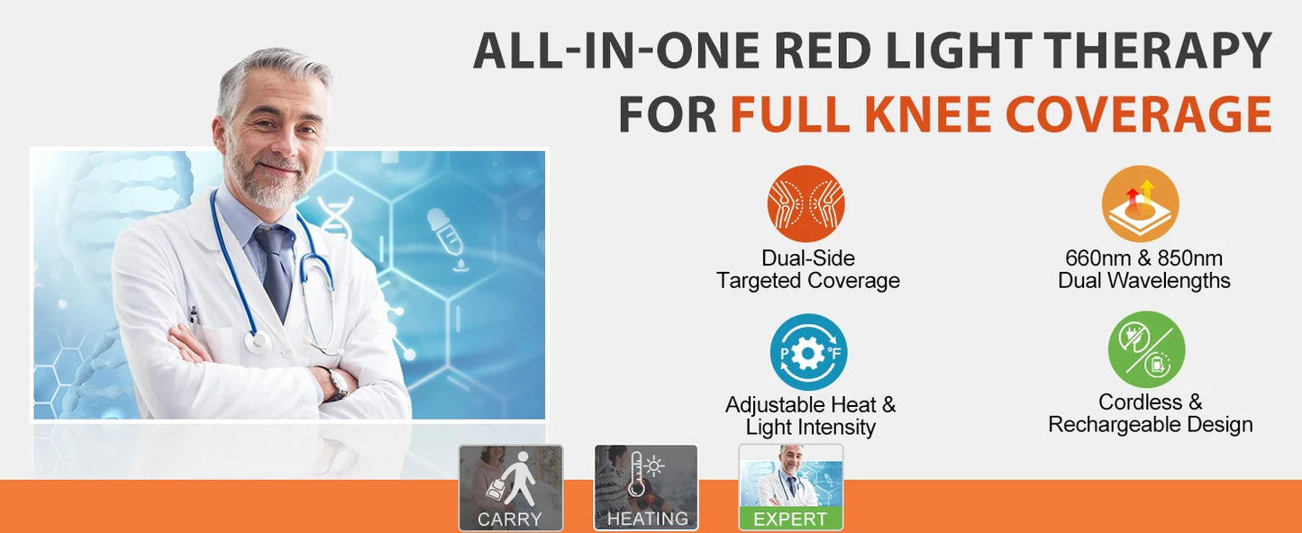Astarexin Red Light Therapy Knee Wrap With 72 LEDs Rechargeable