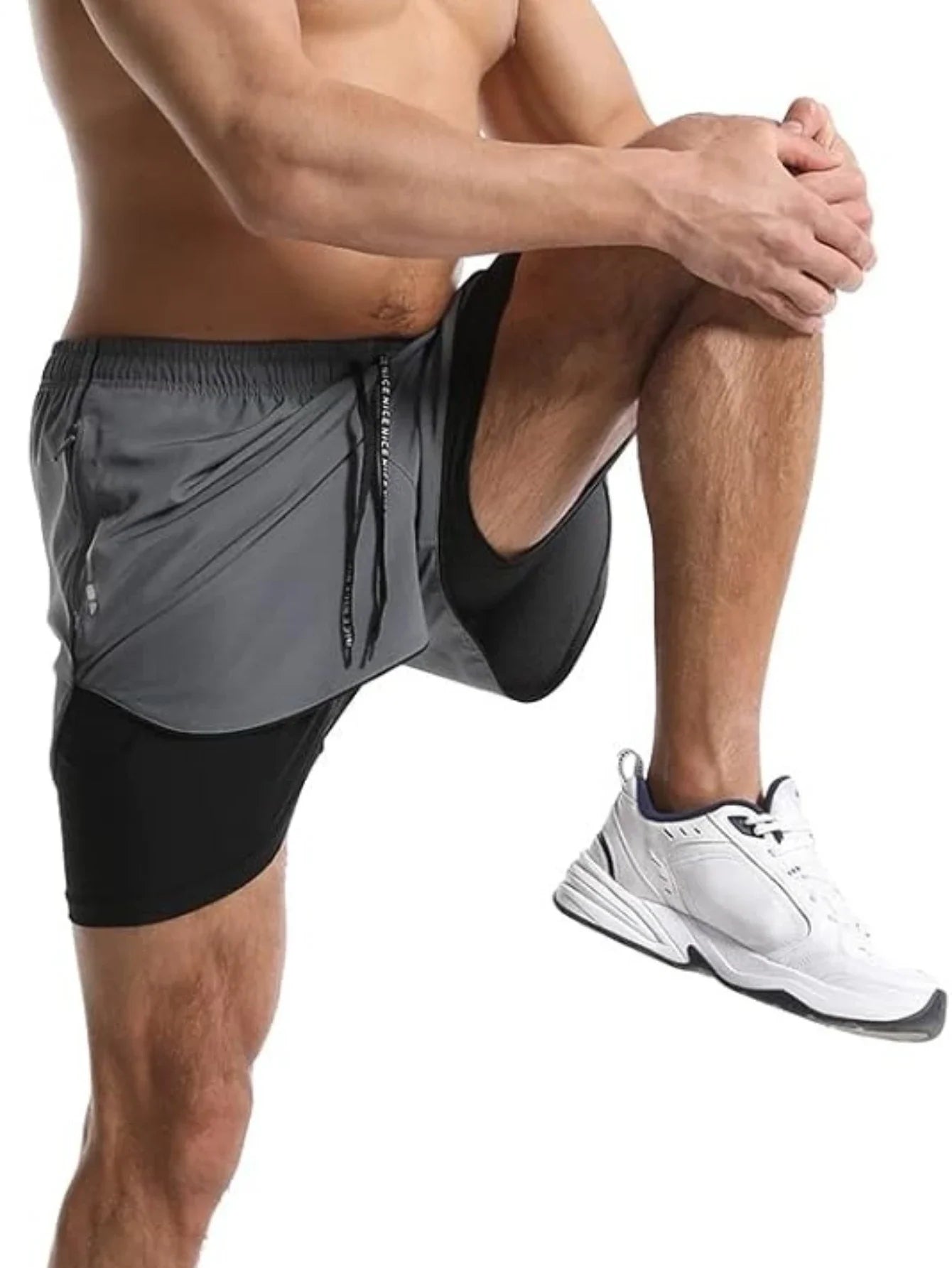 Men's Lightweight Ice Silk Quick-Dry Training Shorts With Zipper Pockets