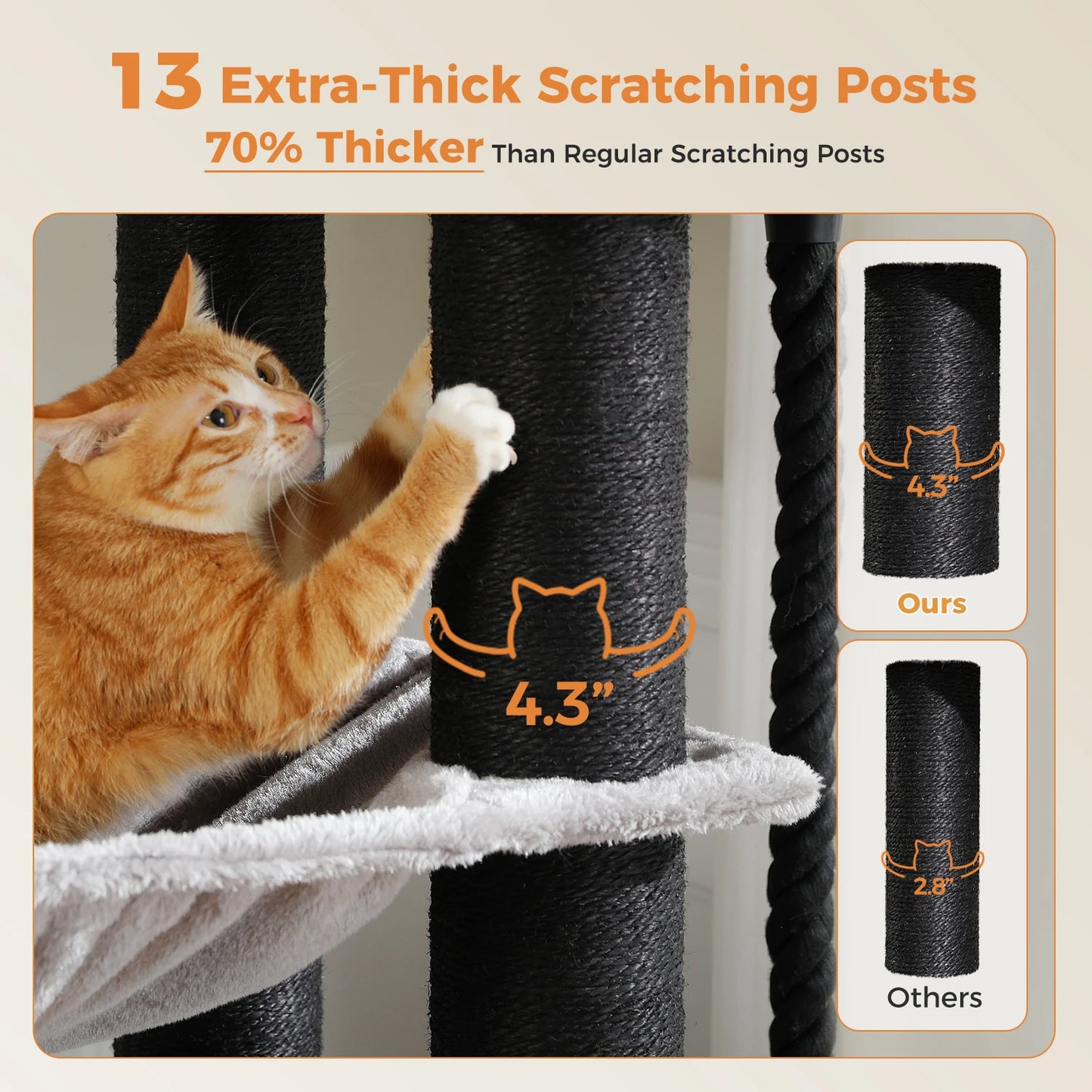 PAWZ Road Multi Level Cat Tree With Hammock And Sisal