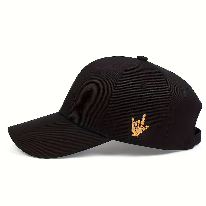 Unisex Finger Embroidery Baseball Cap Outdoor Adjustable Sun Hat Polyester