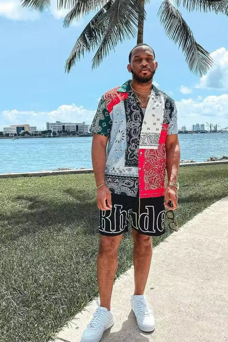 Casual Men's Hip Hop Print Shorts for Spring and Summer