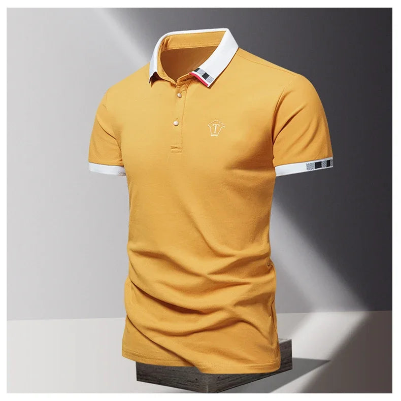 Lane JT Mens Pure Cotton Short Sleeve Polo Shirt Lapel