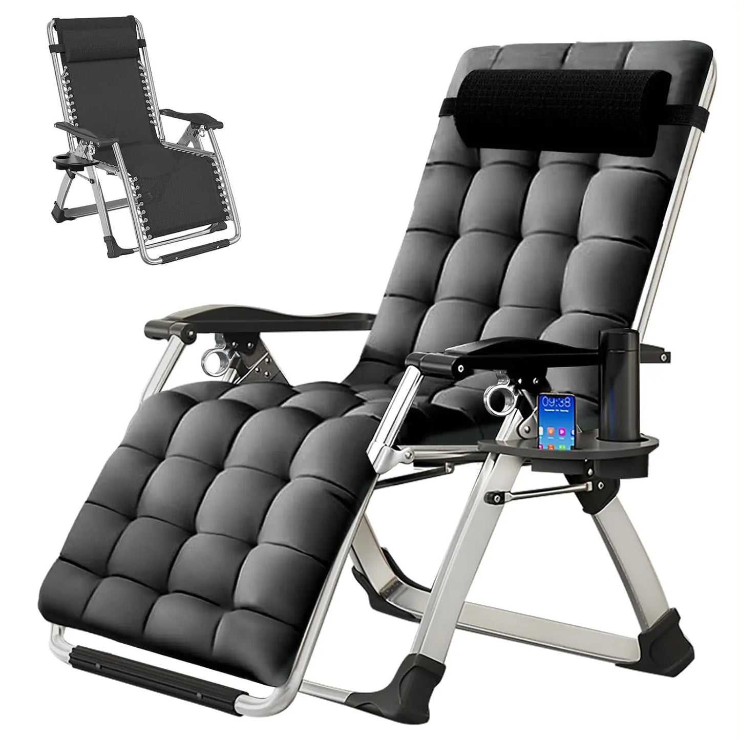 Zero Gravity Chair Premium Lawn Recliner Portable Detachable Cushion Headrest