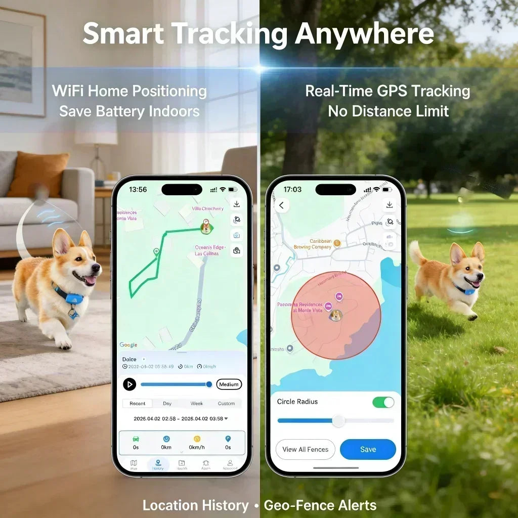 WANWAYTECH GPS Pet Tracker 4G Real Time Location IP67 Waterproof