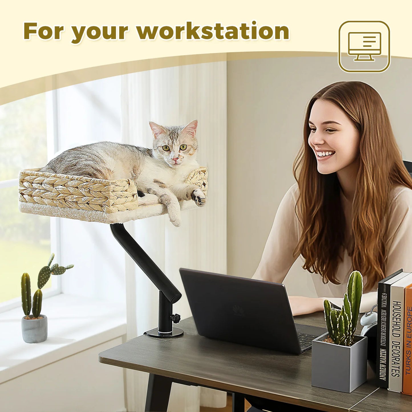 PAWZ Road Cat Desk Bed Rotatable Hammock Stand Indoor Cats