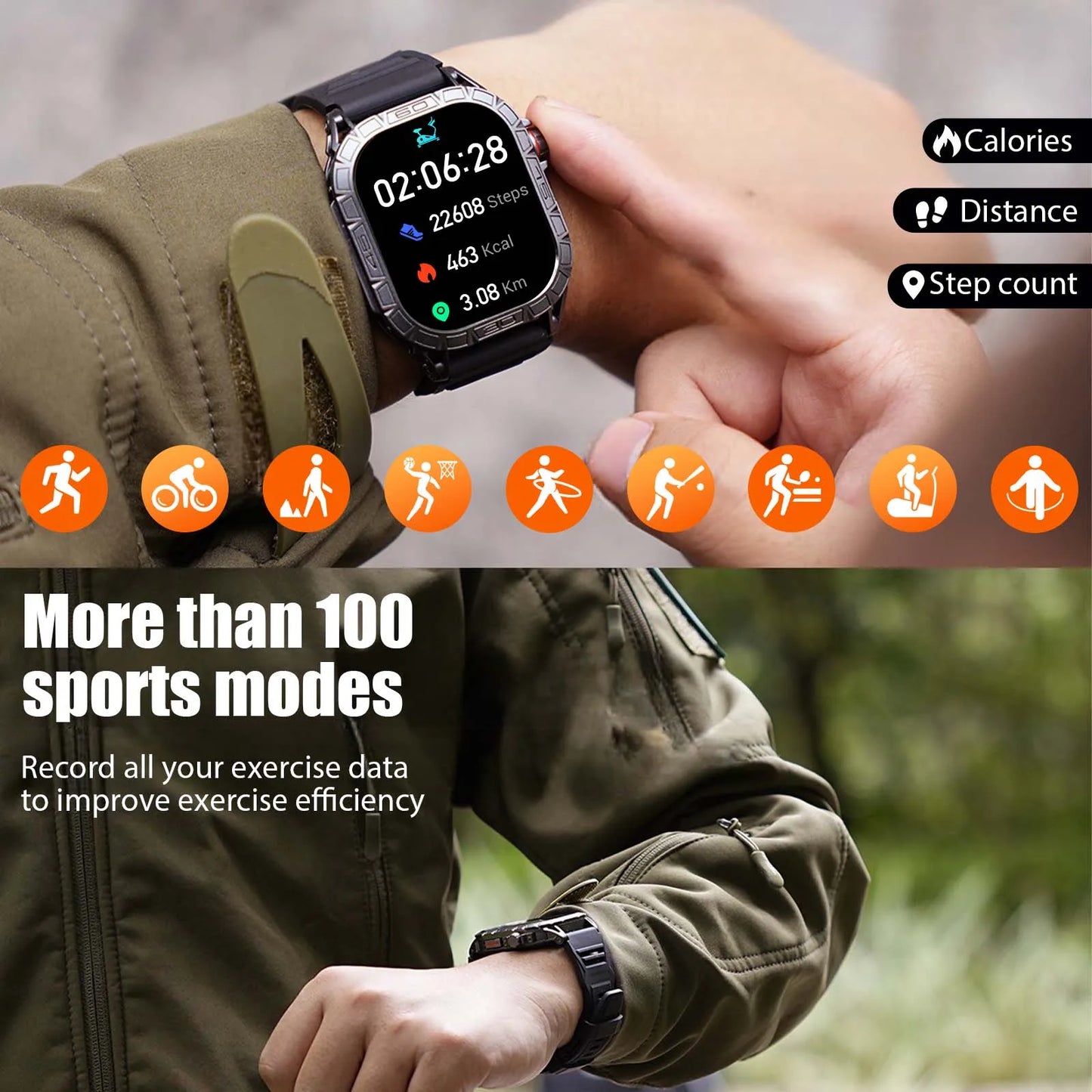 EIGIIS K63 Smartwatch With 100 Sports Modes IP68 Waterproof