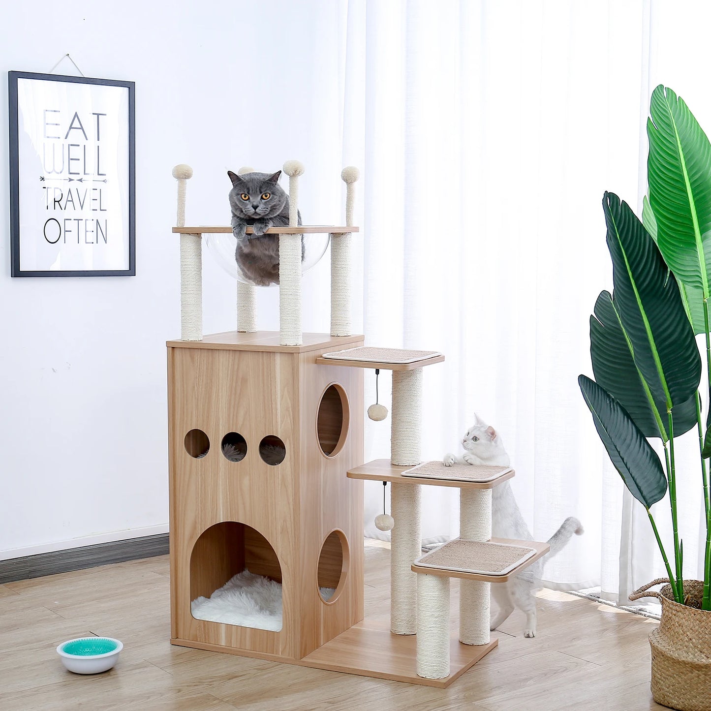 PAWZ Road Multi-Level Wood Cat Tree With Scratching Posts