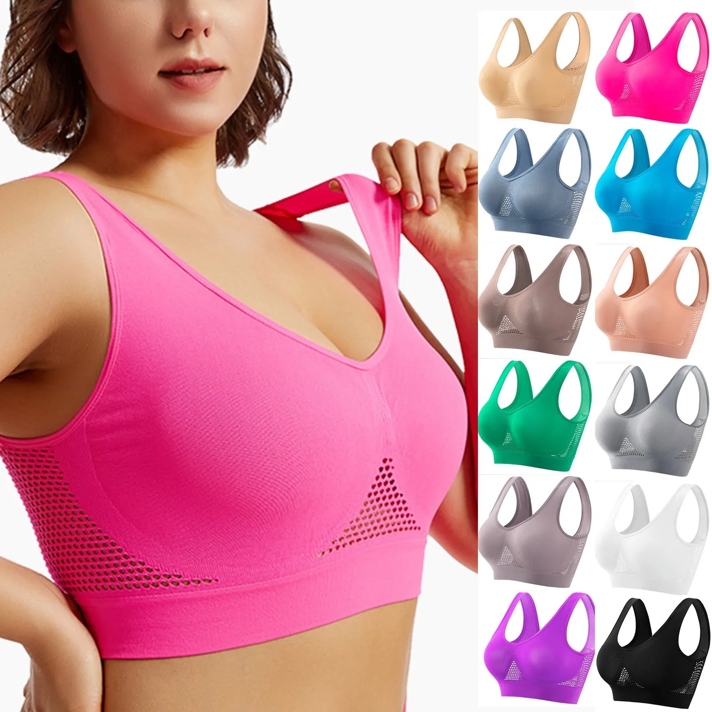 Breathable Womens Running Sports Bra With Shockproof Support Yoga Vest
