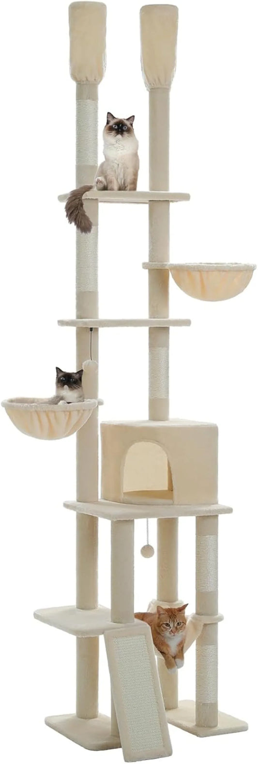 Floor To Ceiling Cat Tree Adjustable Height Activity Tower