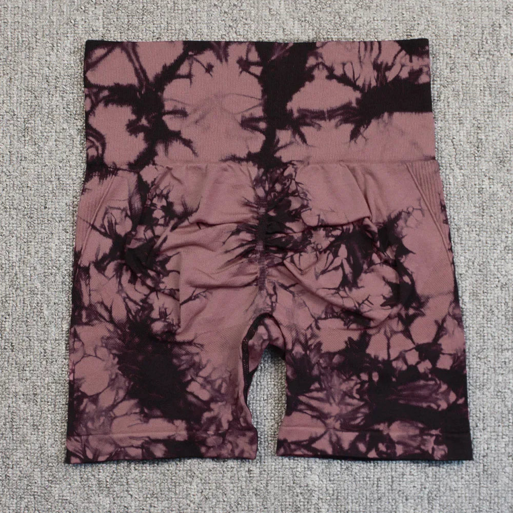 Tie Dye Yoga Shorts for Women High Elastic Gym Fitness