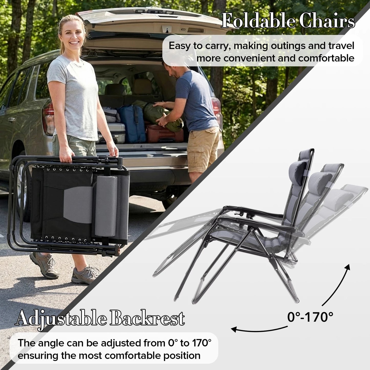 JHK Oversized Zero Gravity Foldable Reclining Lounge Chair Cup Holder