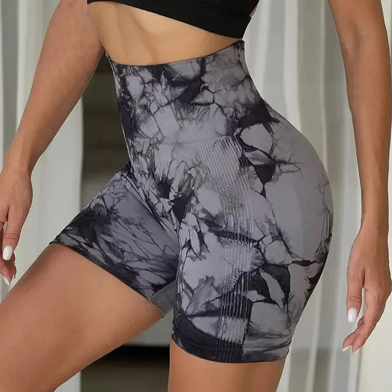 Womens Yoga Shorts Print Gym Running Workout Shorts Athletic Wear