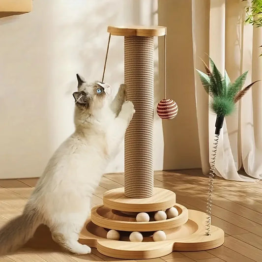 NONECN Cat Scratch Board Rotating Platform Wooden Stand