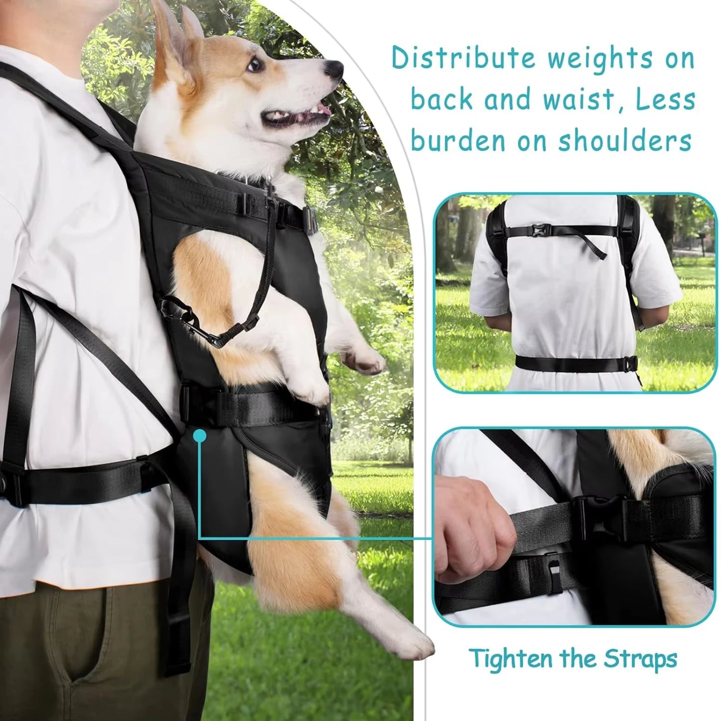 Nylon Dog Carrier Backpack With Thickened Sponge Front Hands Free Outdoor