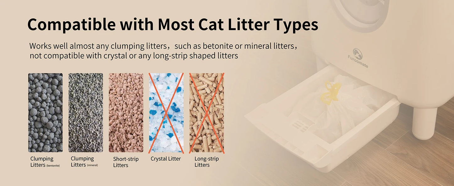 Furoomate F6 Self Cleaning Litter Box Open Top Odor Control