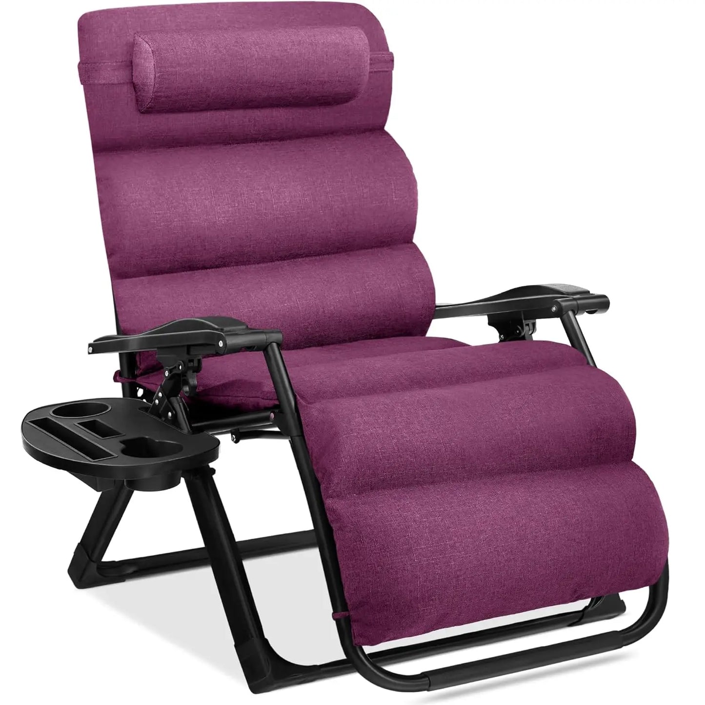 Zero Gravity Patio Chair With Removable Plush Cushion And Cup Holder