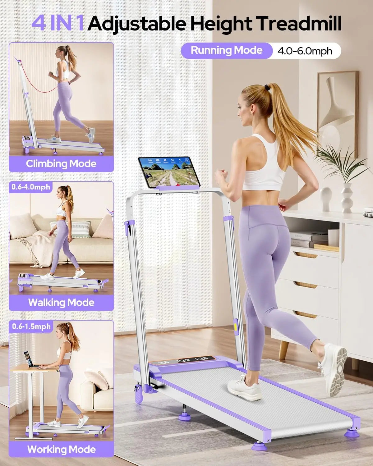 Walking Pad Treadmill With Incline And Foldable Under Desk