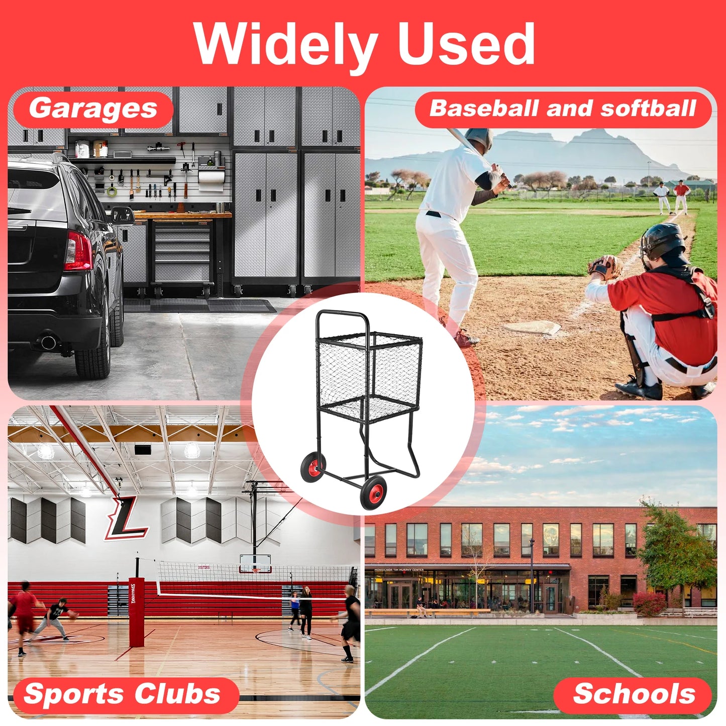 Heavy Duty Rolling Baseball Cart For Softballs And Basketballs