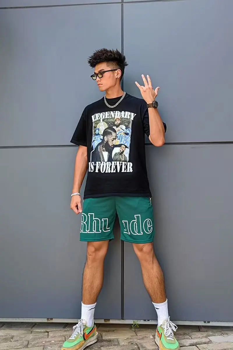 Casual Men's Hip Hop Print Shorts for Spring and Summer