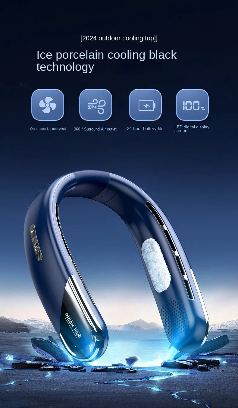 DELIXING 10000mAh Portable Neck Fan Bladeless Silent Rechargeable